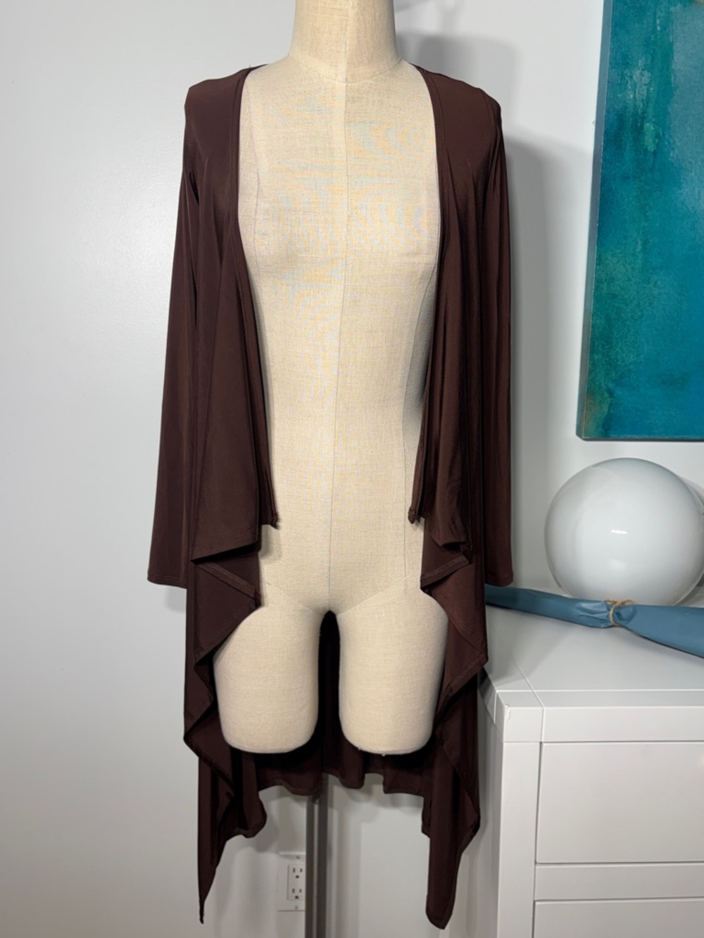 Canari Brown Draped Open-Front Cardigan